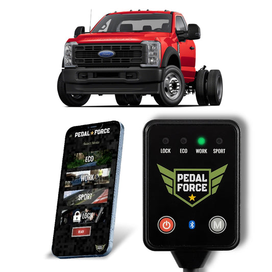 Ford F550 con Pedal Force instalado — optimizador de aceleración